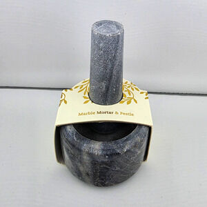 Gray Marbled Marble Mortar & Pestle Set
